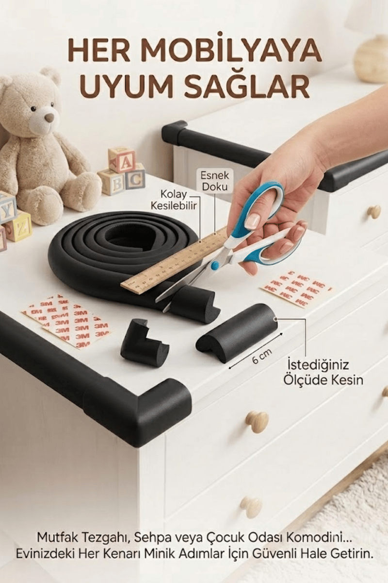 Miningaa Köşe & Kenar Koruyucu Set (4.6 Metre) – Bebek Mobilya Kenar Koruyucu