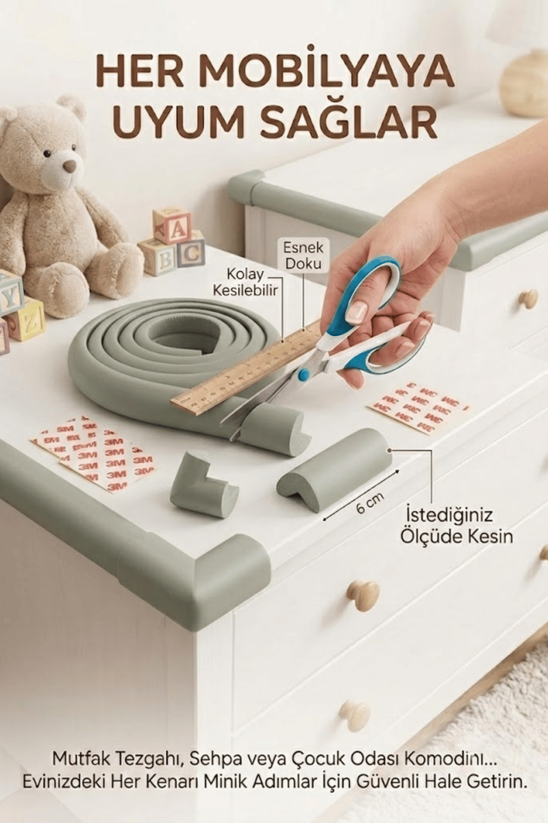 Miningaa Köşe & Kenar Koruyucu Set (4.6 Metre) – Bebek Mobilya Kenar Koruyucu