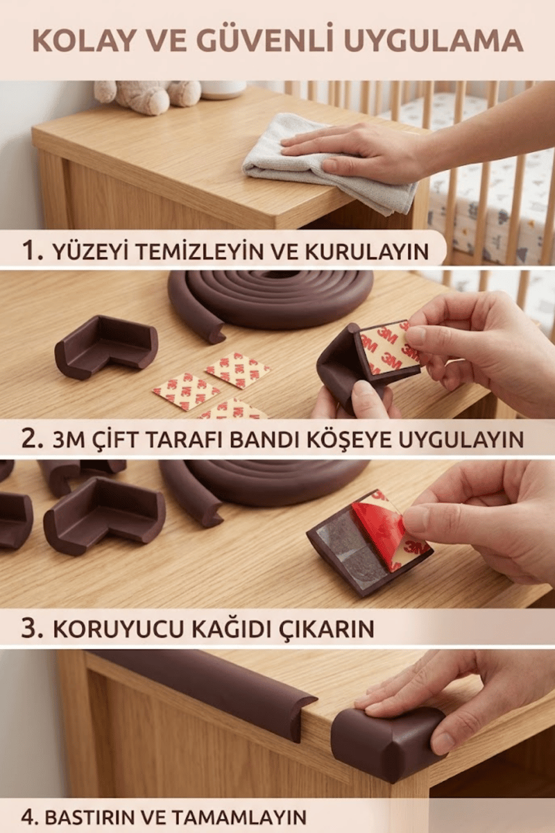 Miningaa Köşe & Kenar Koruyucu Set (4.6 Metre) – Bebek Mobilya Kenar Koruyucu