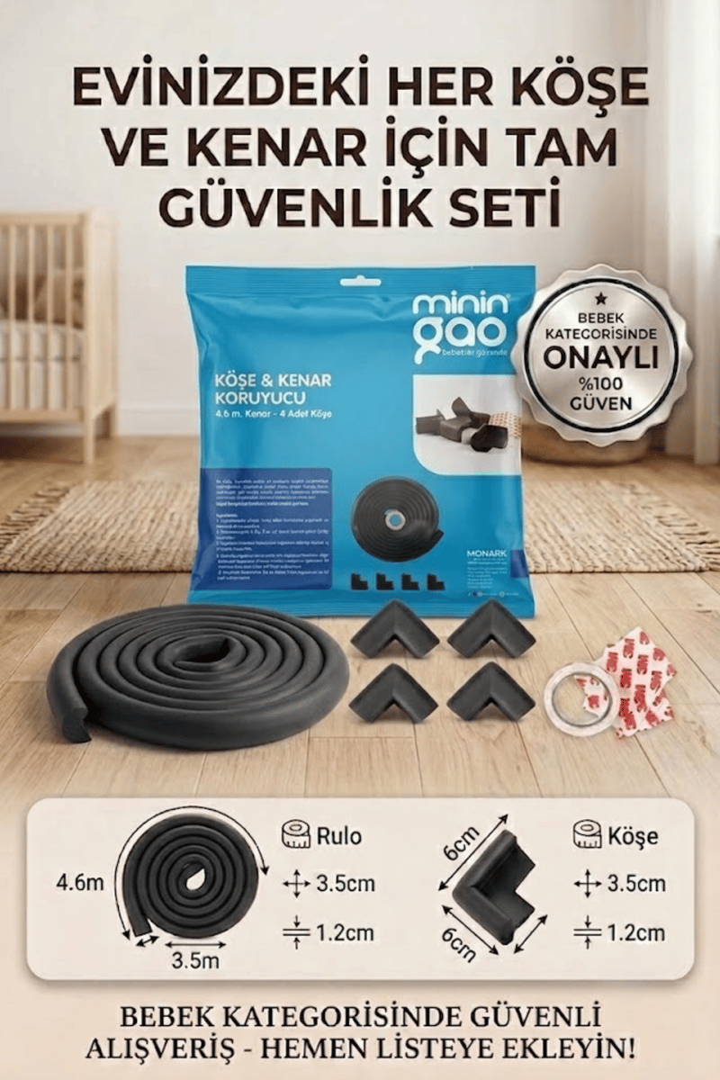 Miningaa Köşe & Kenar Koruyucu Set (4.6 Metre) – Bebek Mobilya Kenar Koruyucu