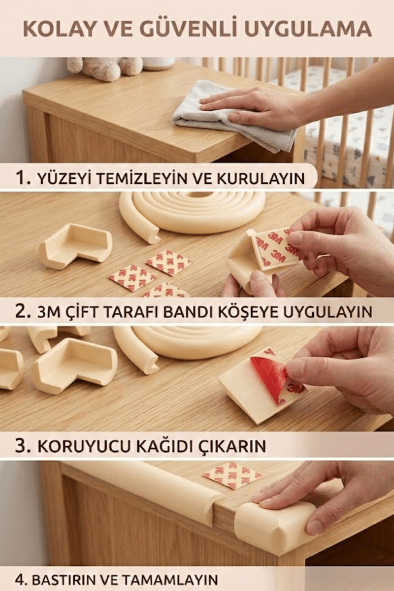 Miningaa Köşe & Kenar Koruyucu Set (4.6 Metre) – Bebek Mobilya Kenar Koruyucu