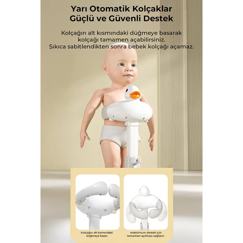 Miningaa Portatif Katlanabilir Ayarlanabilir Ayakta Çocuk Bebek Yıkama Ördek Desen Banyo Küveti Standı