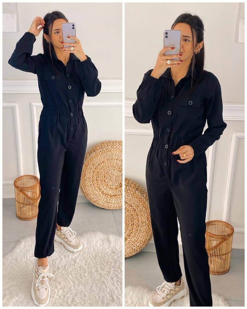  Beli Lastikli Tensel Kumaş Kadın Tulum