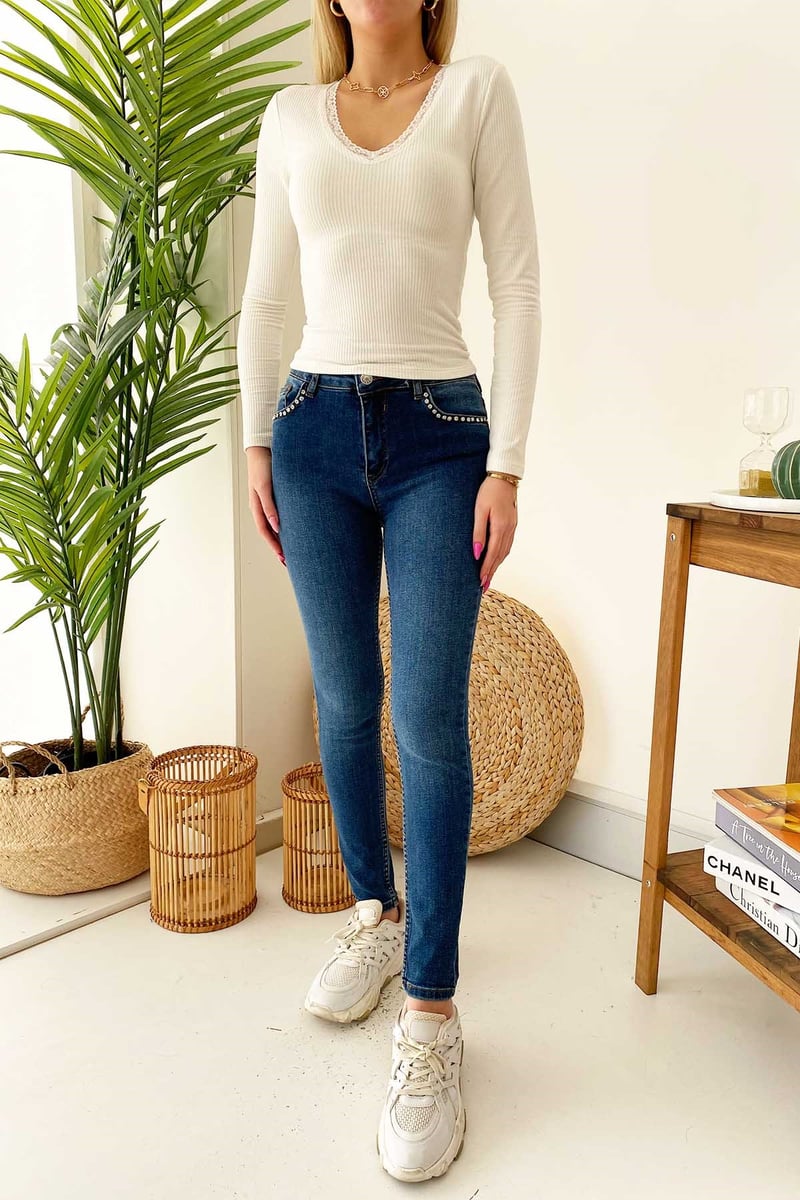 Karol Kadın Taşlı Skinny Kot Pantolon