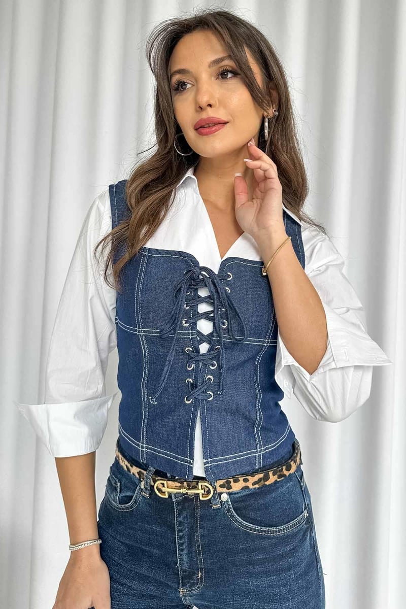 Kuşgözü Denim Kadın Bluz