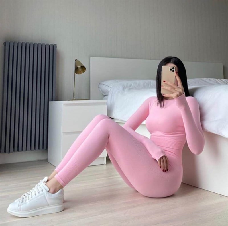 Pembe Strech Tayt Takım