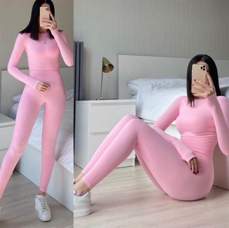 Pembe Strech Tayt Takım