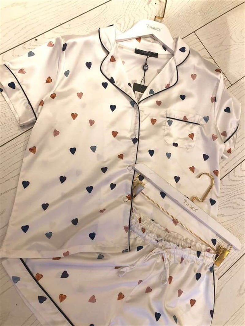 Victoria Secret Model Renkli Kalp Pijama Takım