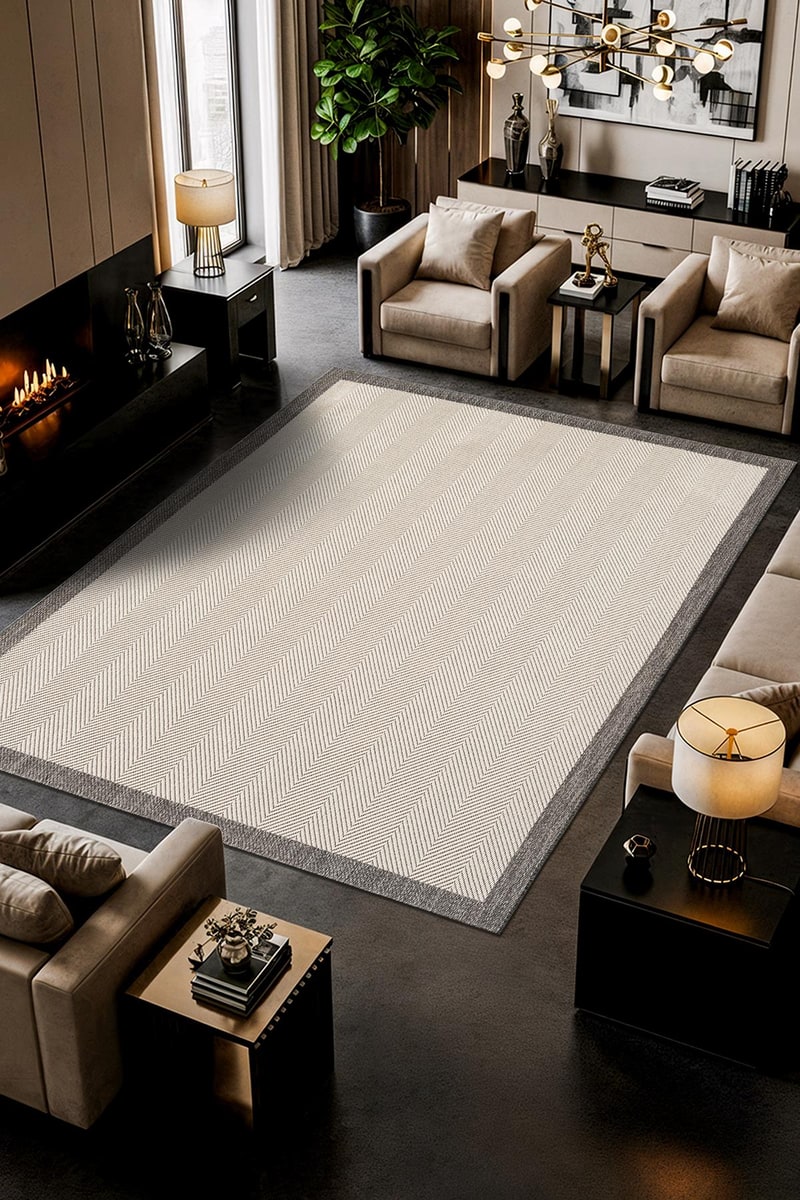 Zeen ZE001W gri beyaz sisal halı