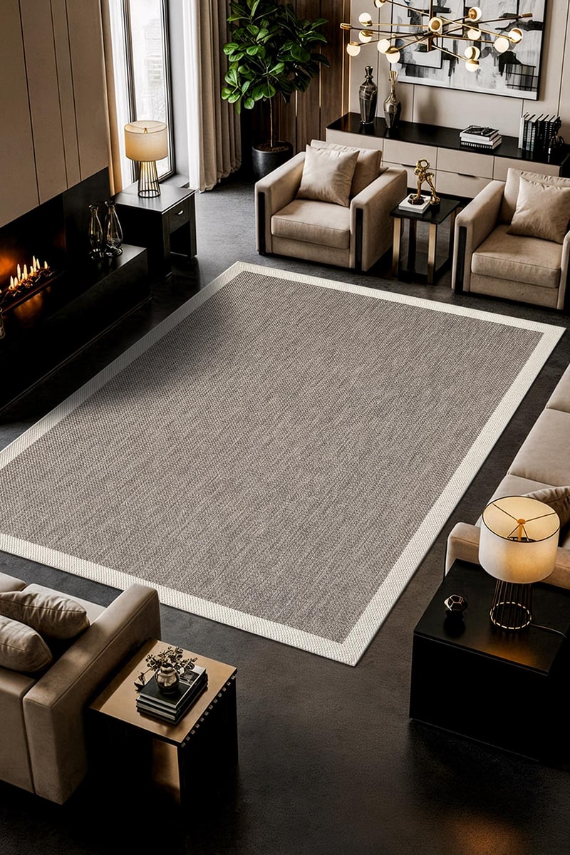 Zeen ZE002G gri beyaz sisal halı