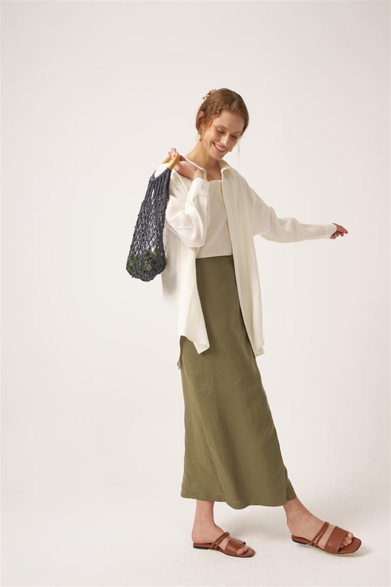 %100 Keten Kalem Etek