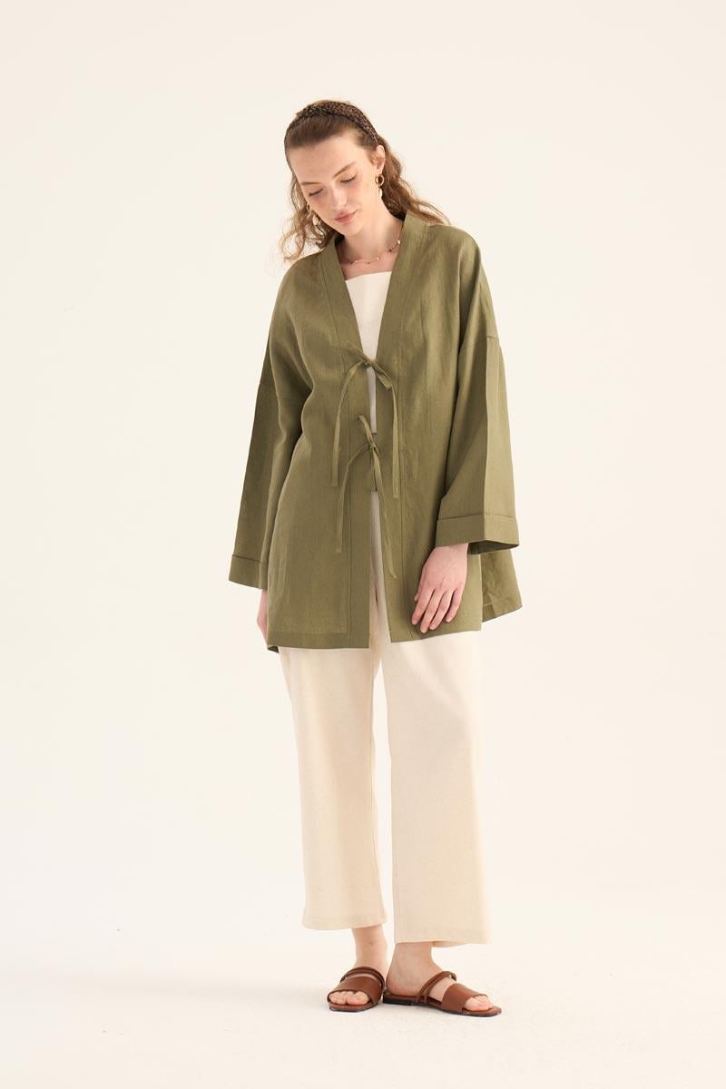 %100 Keten Kimono