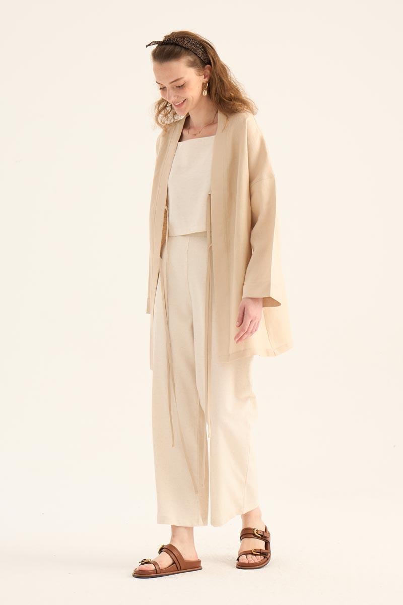 %100 Keten Kimono