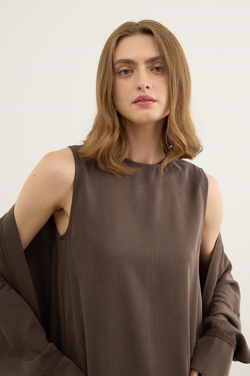 %100 Liyosel Abaya Takım Acı kahve