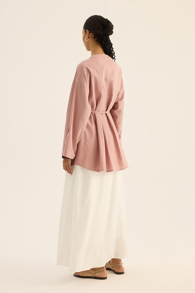%100 Pamuk Kimono Gömlek Pudra