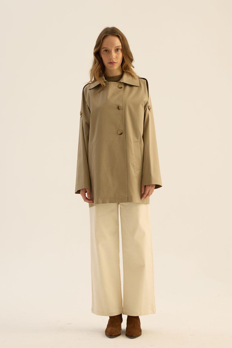 Apoletli Kısa Trençkot