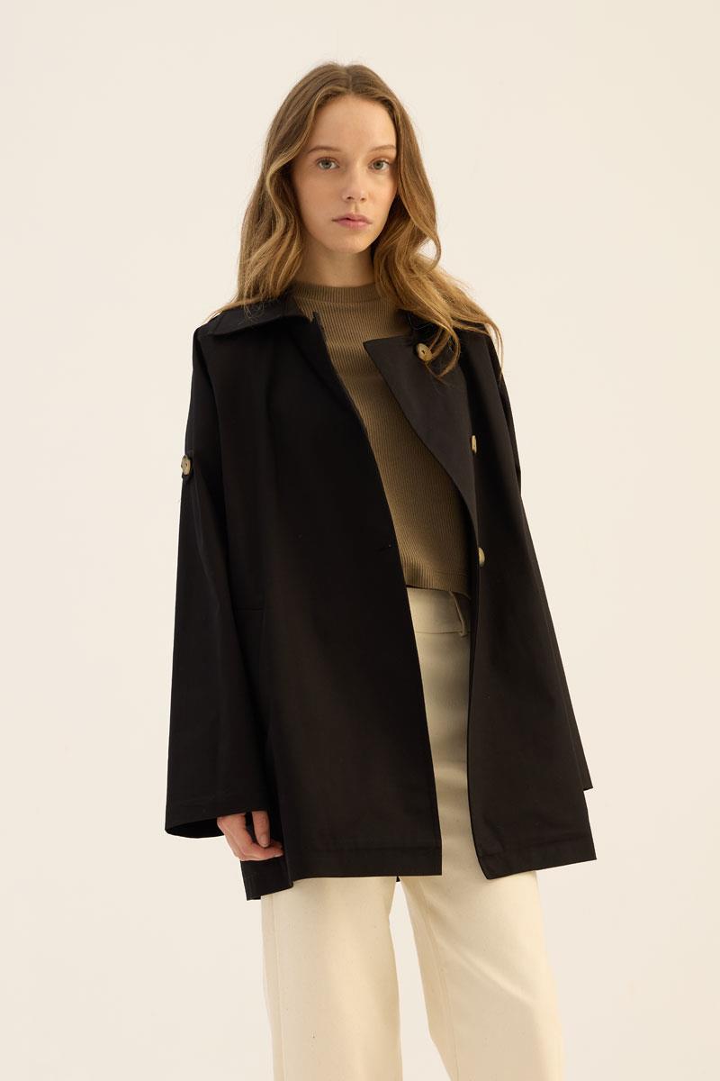 Apoletli Kısa Trençkot