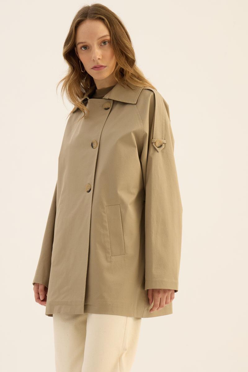 Apoletli Kısa Trençkot