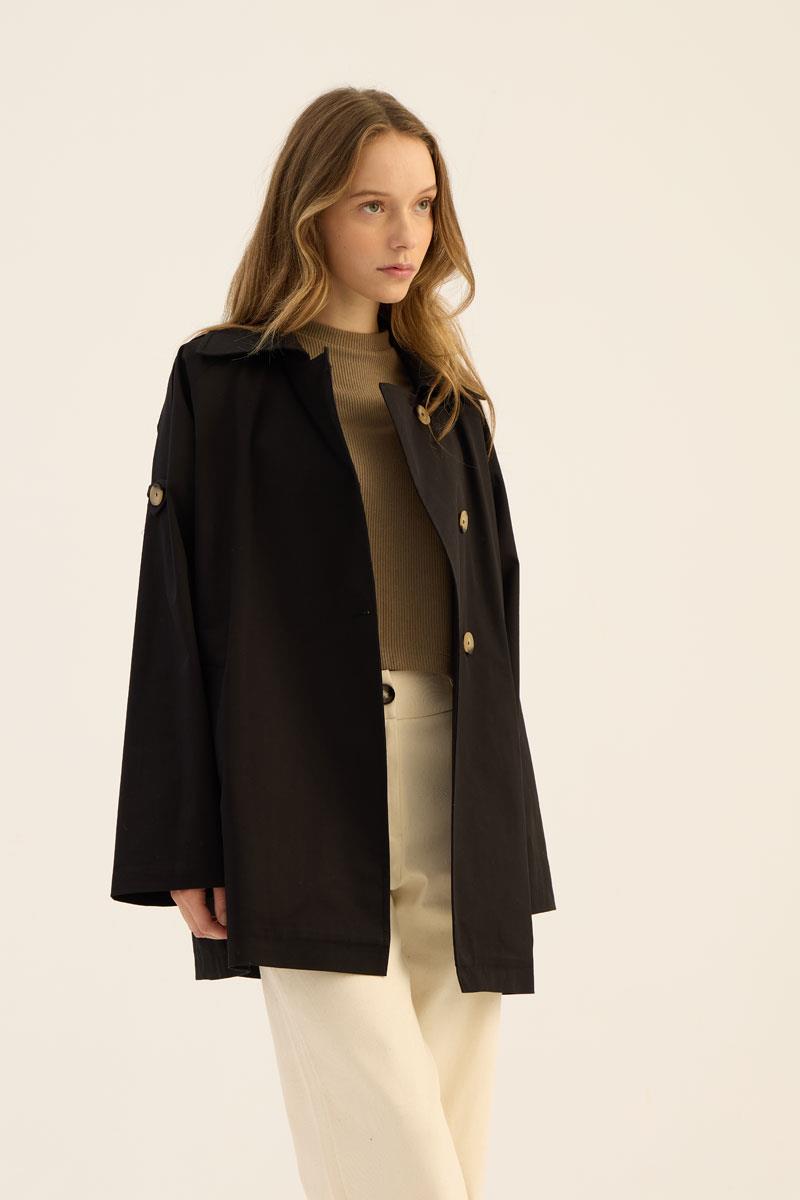 Apoletli Kısa Trençkot