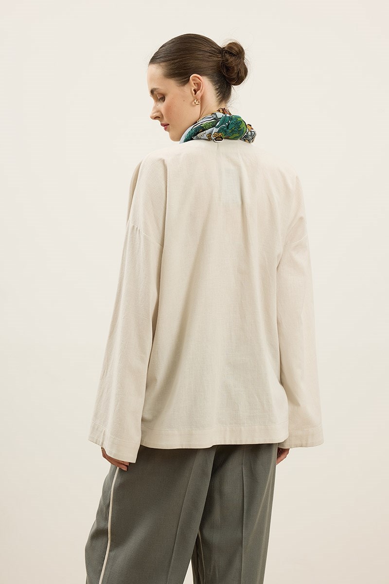 Asimetrik Kapamalı Kimono Taş