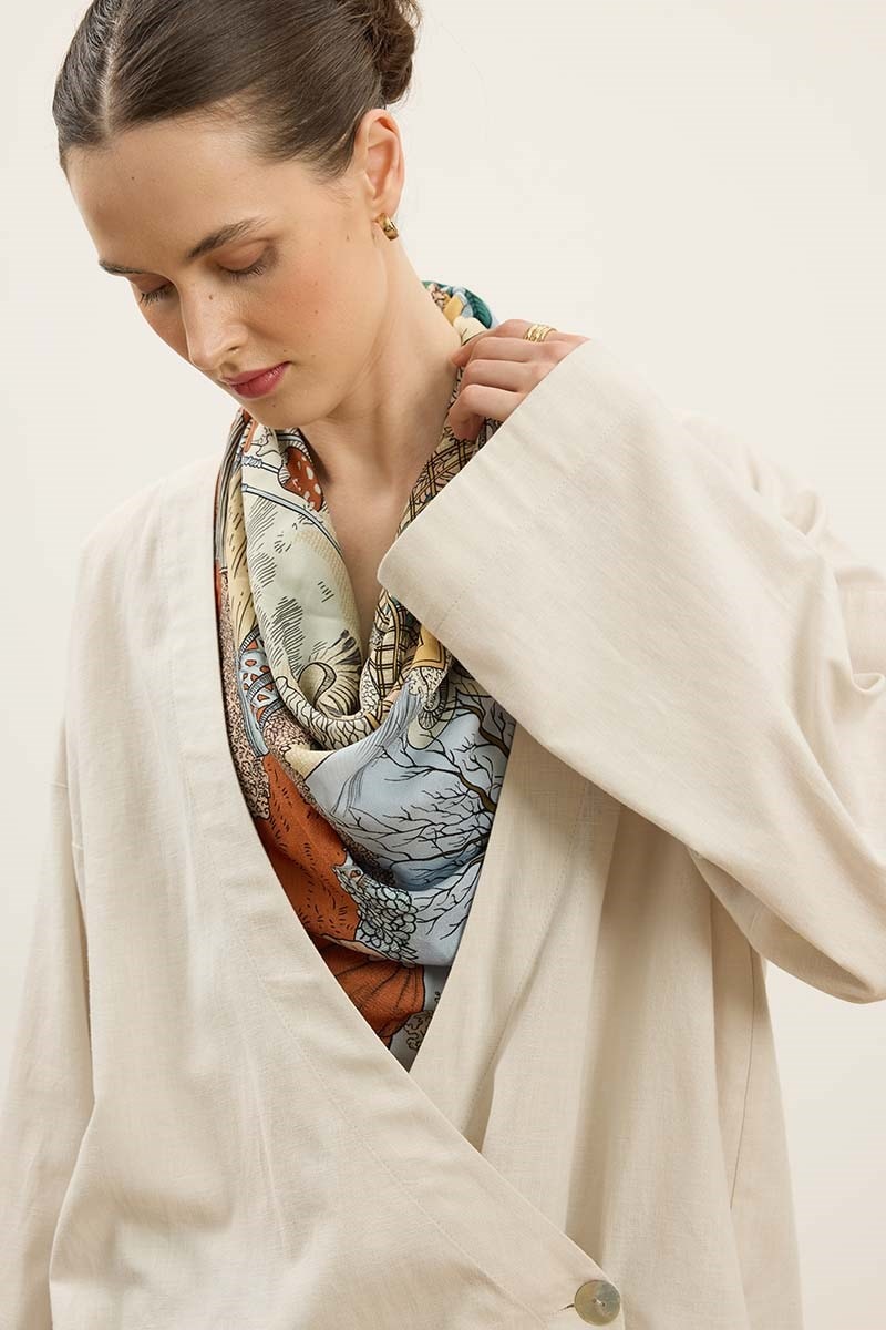 Asimetrik Kapamalı Kimono Taş
