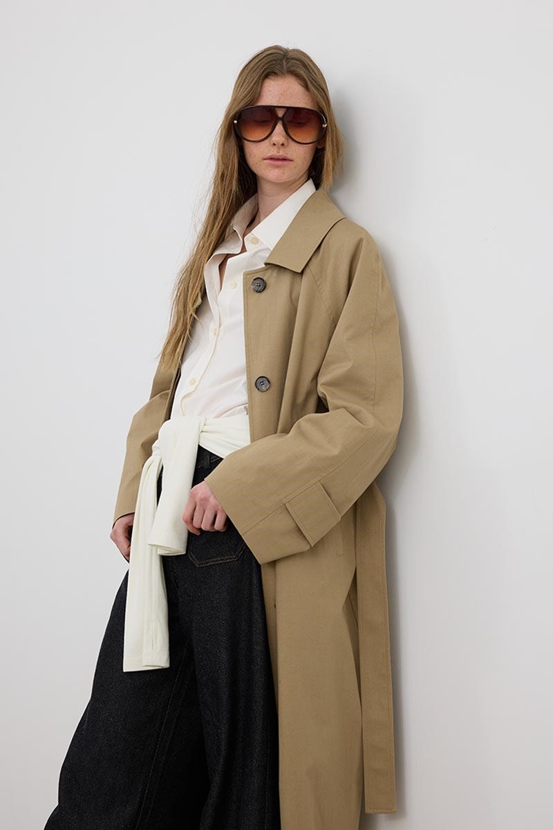 Bakalit Düğmeli Gabardin Trençkot Camel