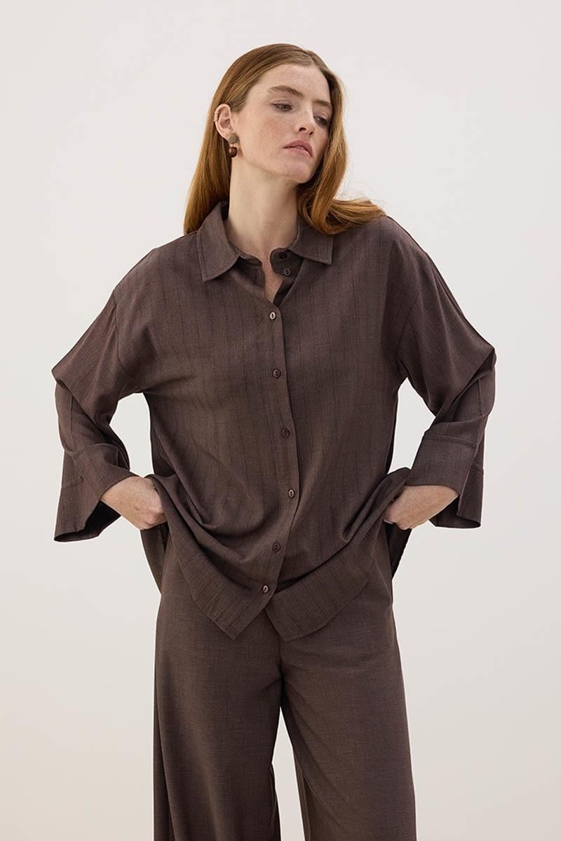 Beli Bağcıklı Pantolon Acı kahve