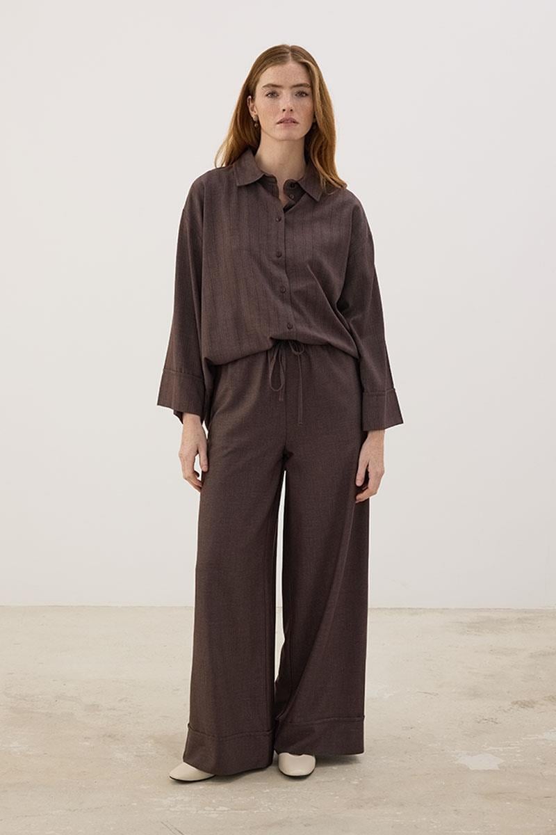 Beli Bağcıklı Pantolon Acı kahve