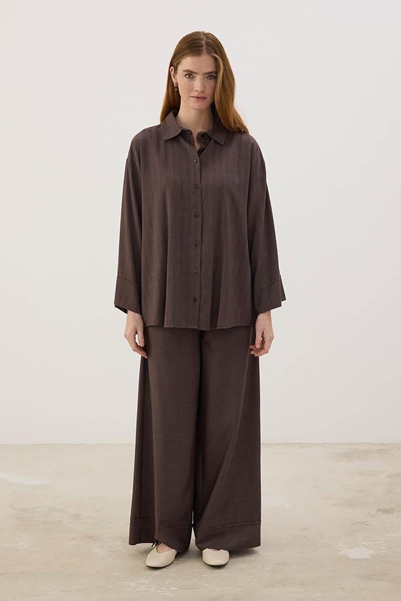 Beli Bağcıklı Pantolon Acı kahve