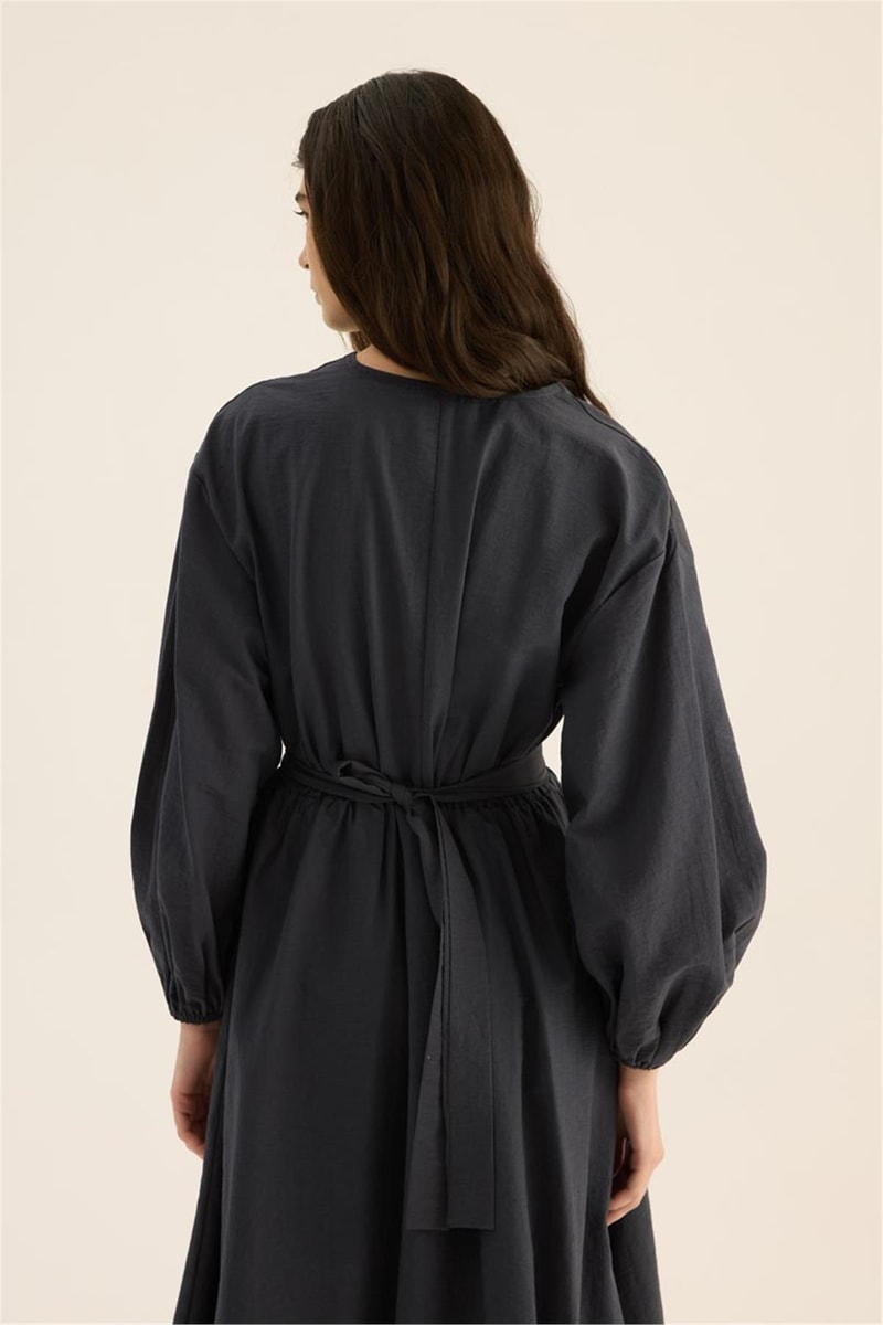 Beli Lastikli Elbise Antrasit