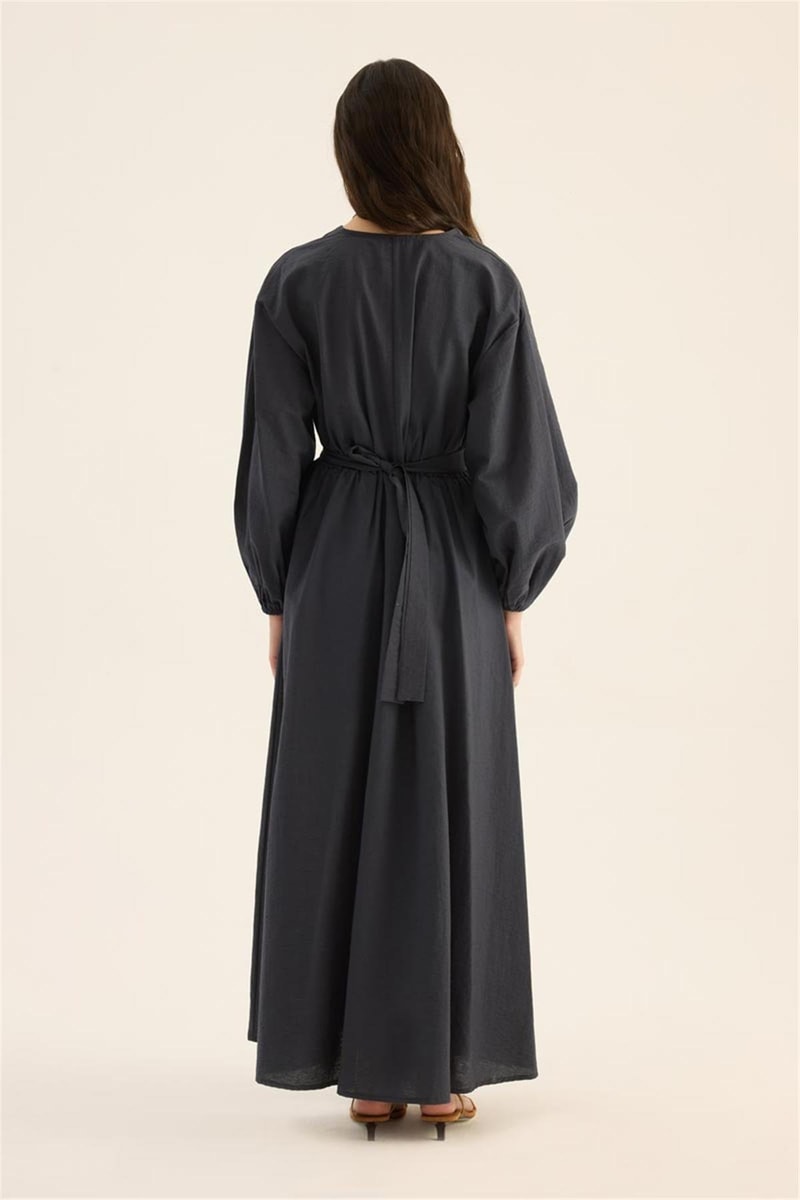 Beli Lastikli Elbise Antrasit