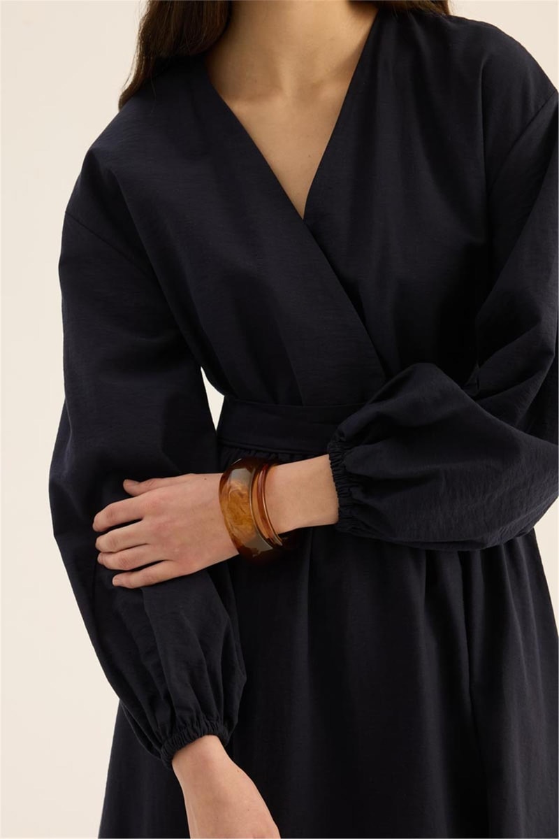 Beli Lastikli Elbise Lacivert