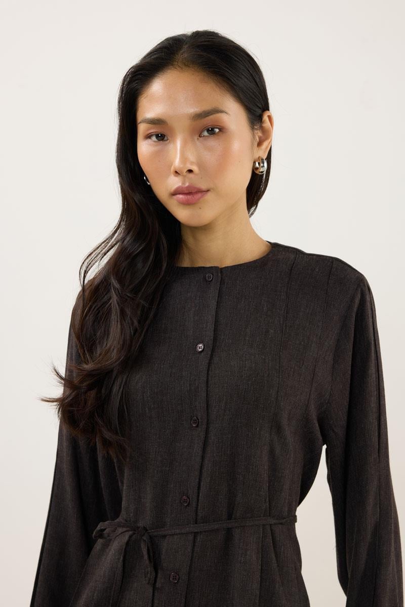 Bisiklet Yaka Kalın Gömlek Acı kahve