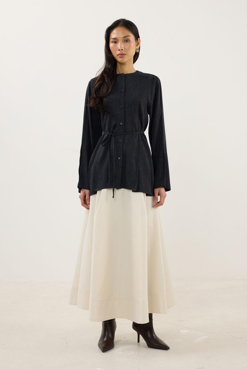 Bisiklet Yaka Kalın Gömlek Siyah