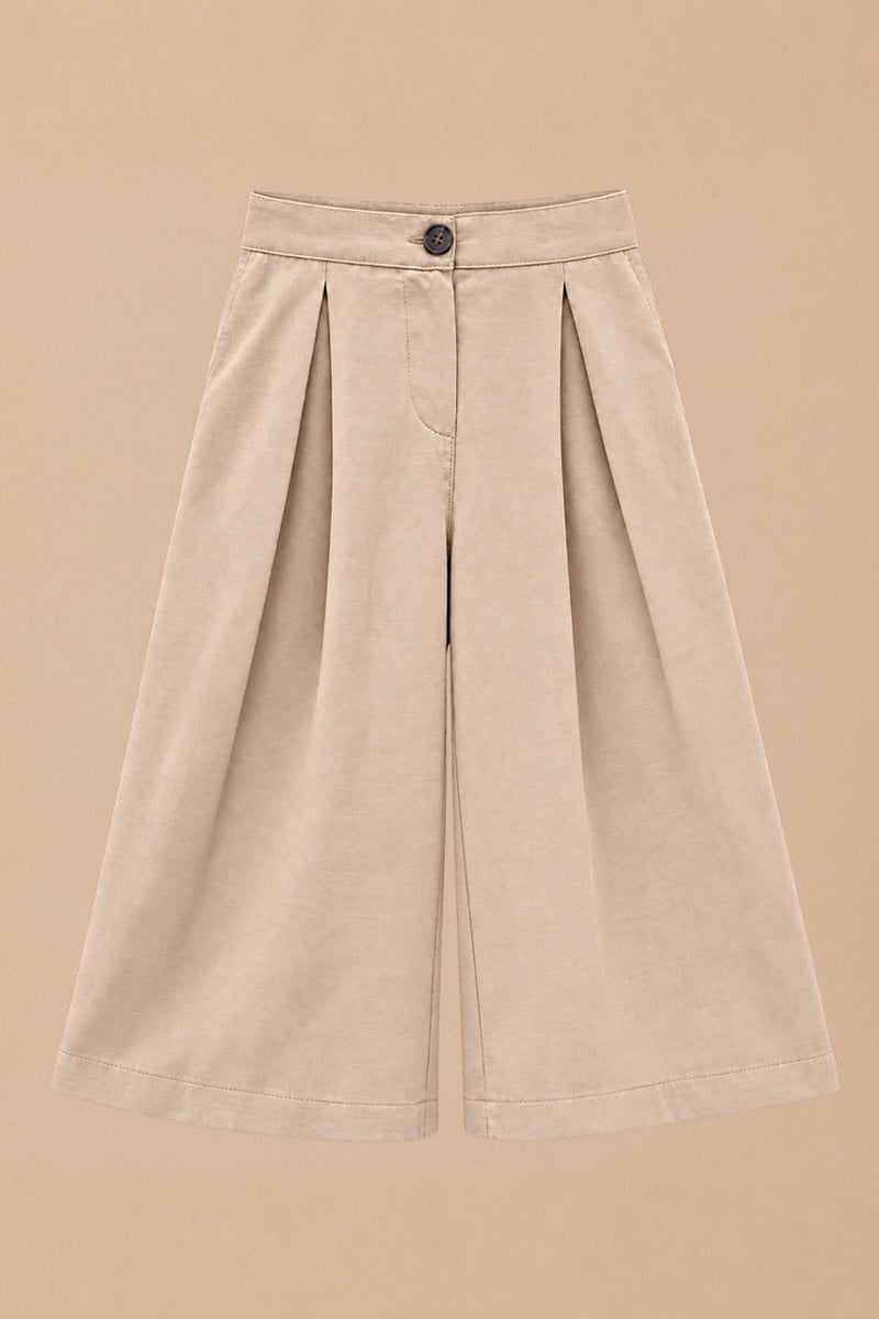 Bol Kesim Unisex Çocuk Pantolon Bej
