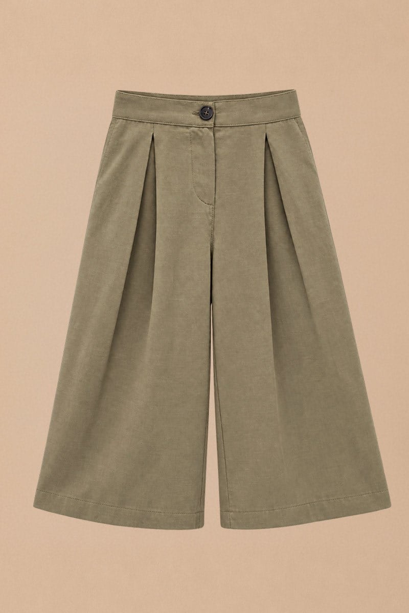 Bol Kesim Unisex Çocuk Pantolon Haki