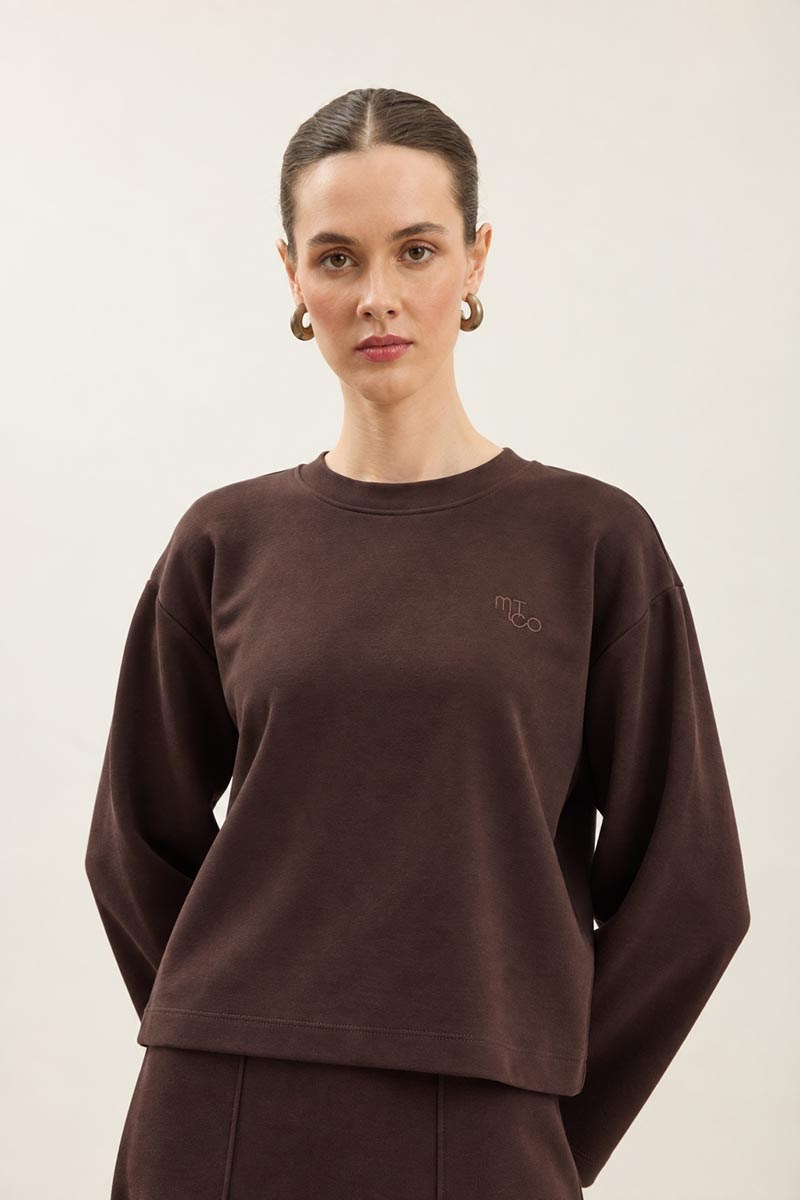 Çan Kesim Etekli Sweatshirt Takım Acı kahve