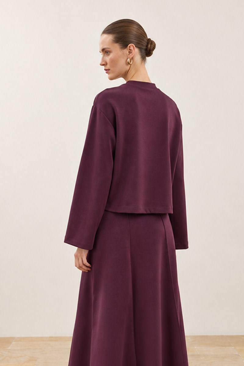 Çan Kesim Etekli Sweatshirt Takım Bordo