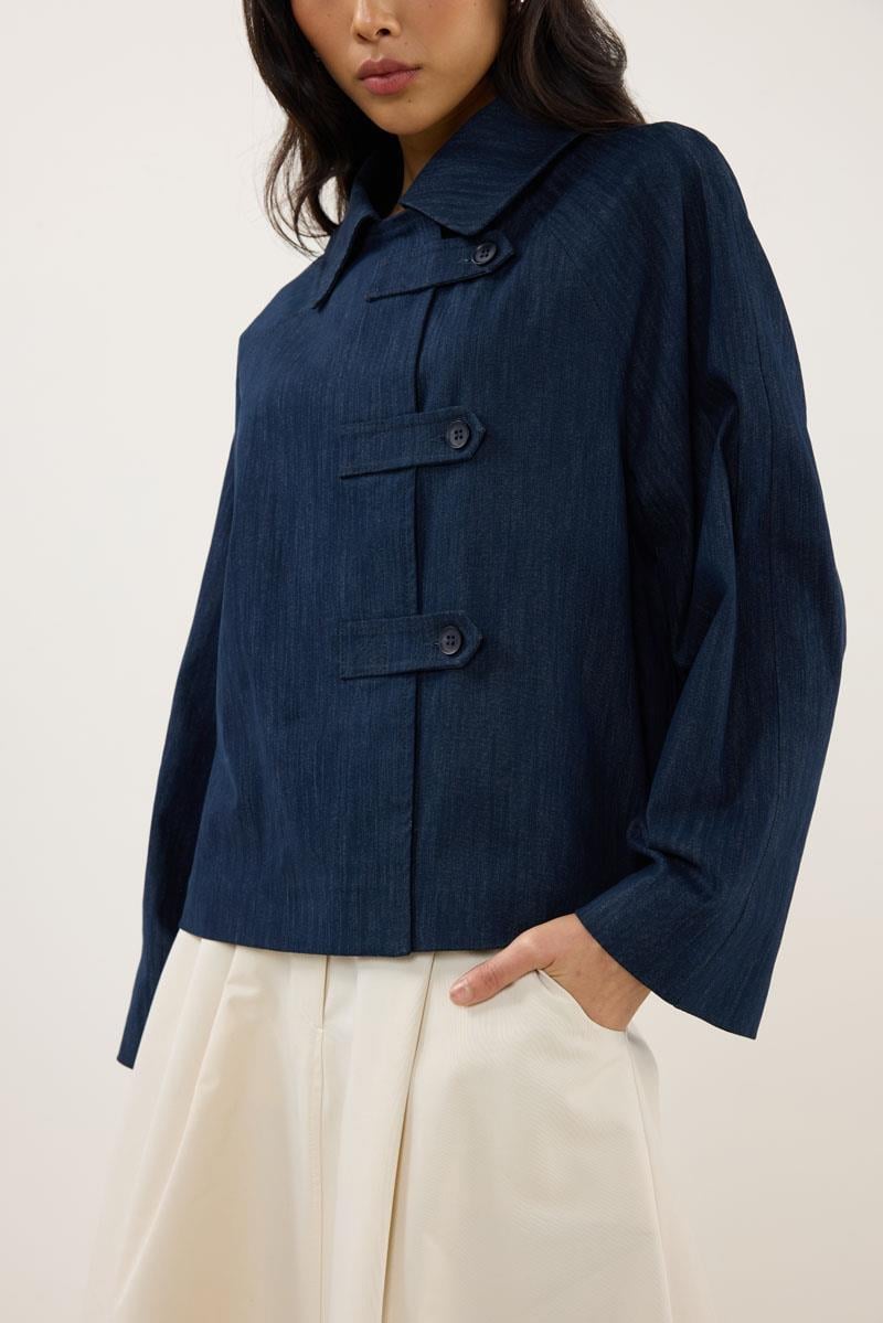 Çıkabilir Yakalı Kot Ceket Lacivert