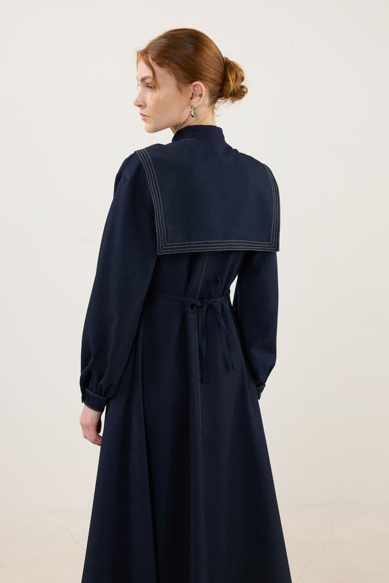 Denizci Yaka Elbise Lacivert