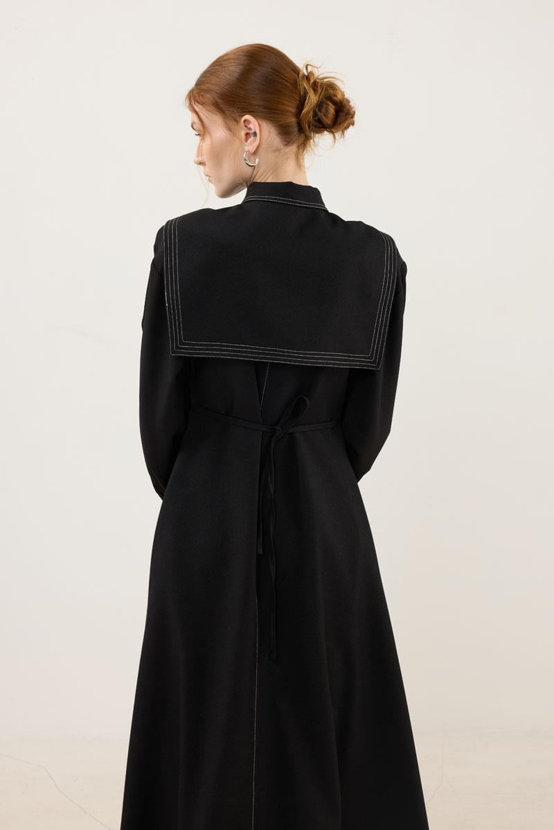 Denizci Yaka Elbise Siyah