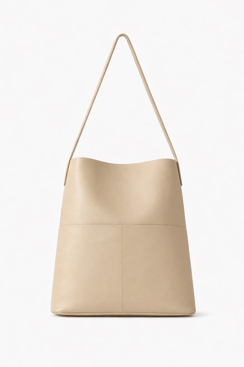 Deri Shopper Çanta Bej