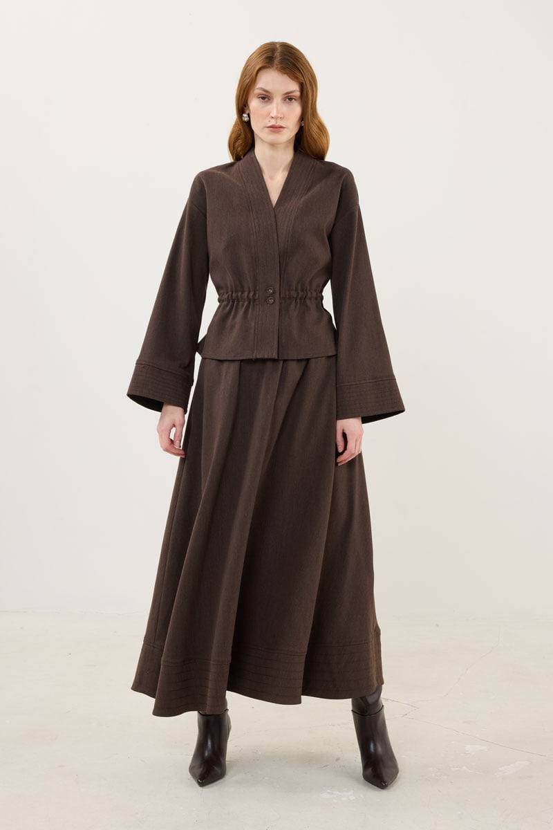 Dikiş Detaylı Ceket Acı kahve