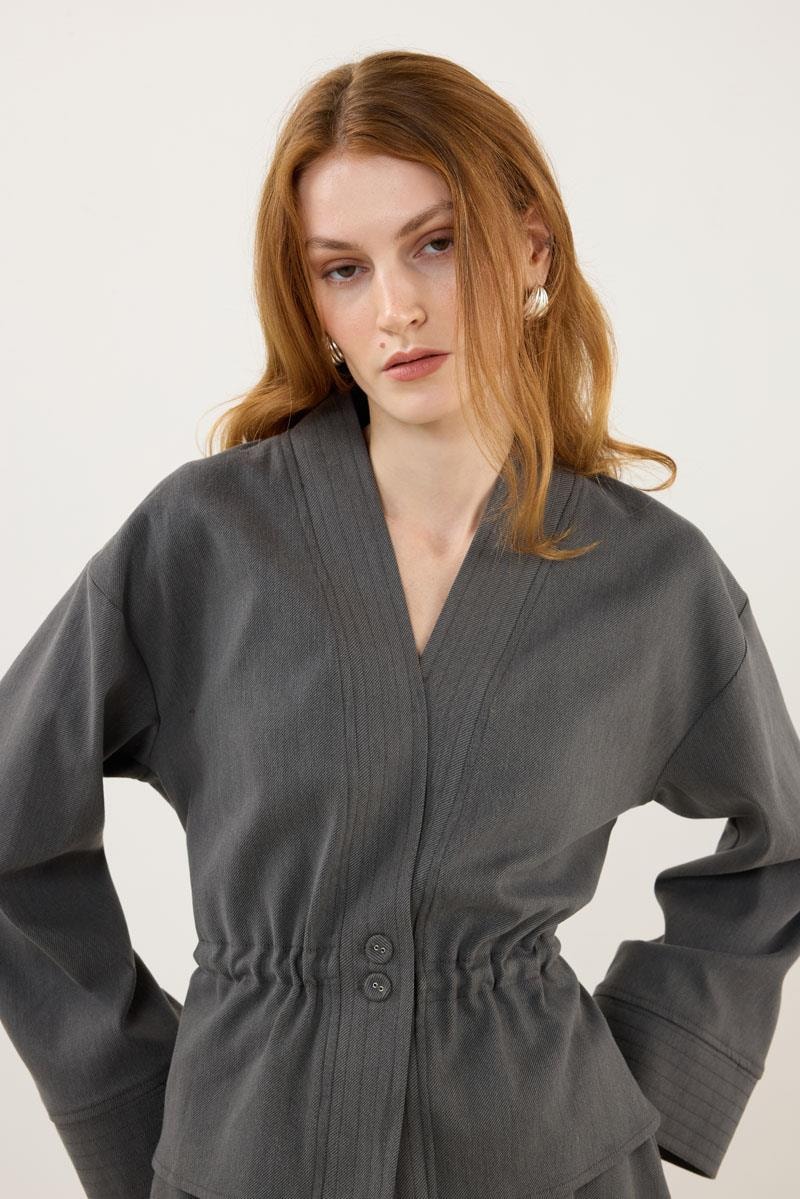 Dikiş Detaylı Ceket Antrasit