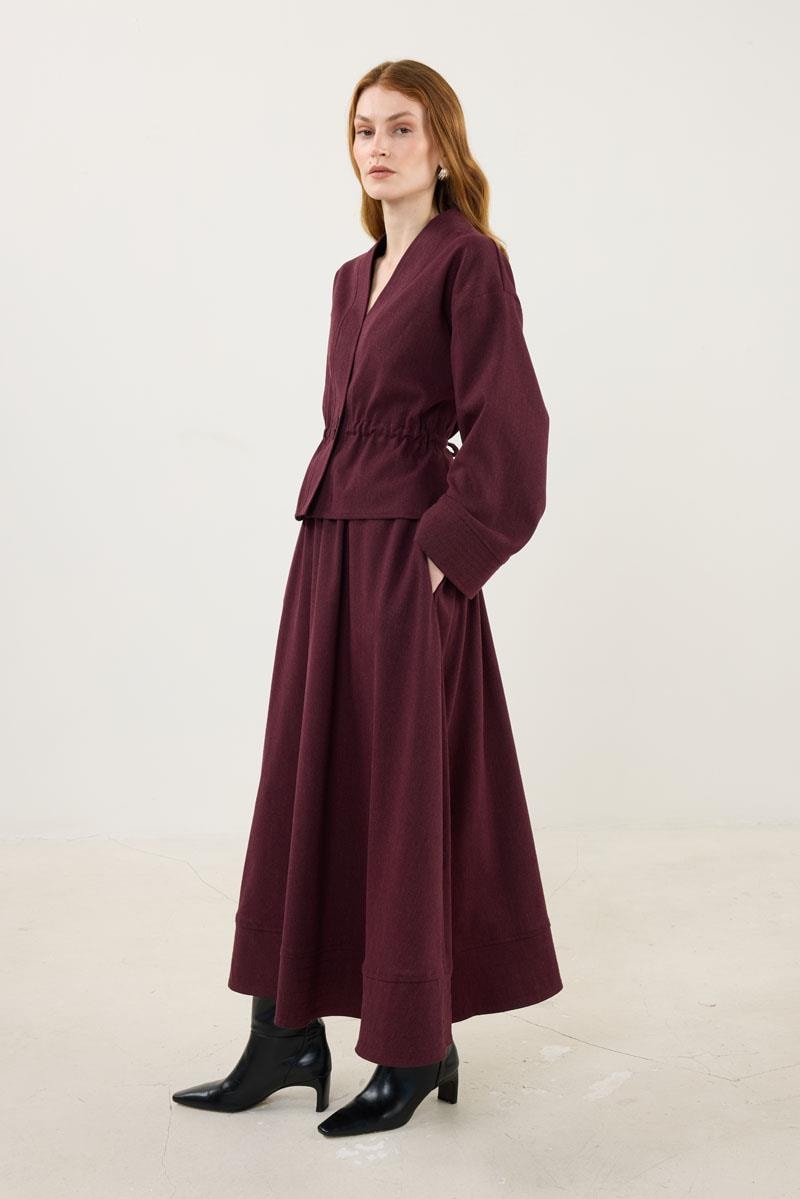 Dikiş Detaylı Ceket Bordo