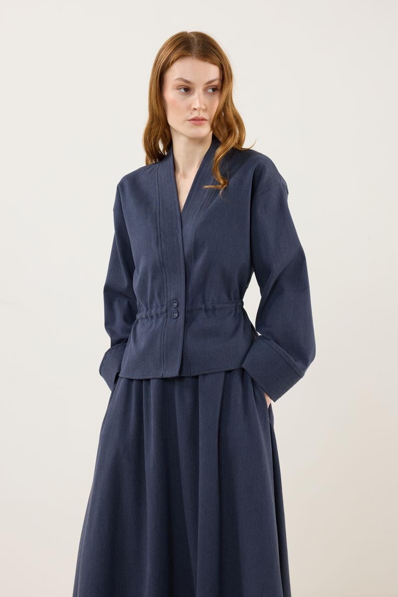 Dikiş Detaylı Ceket Lacivert