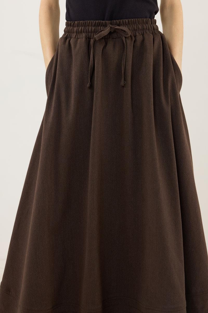 Dikiş Detaylı Etek Acı kahve