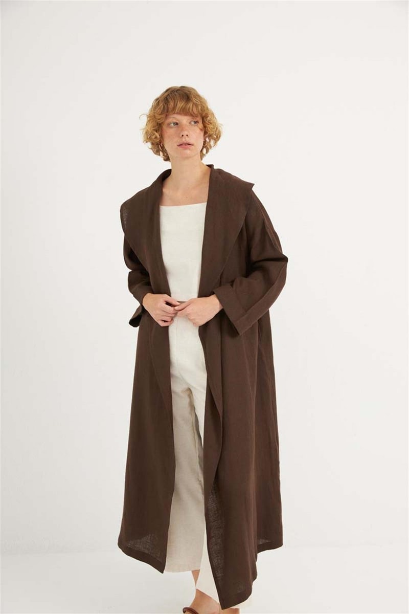 Dökümlü Ham Keten Kaftan