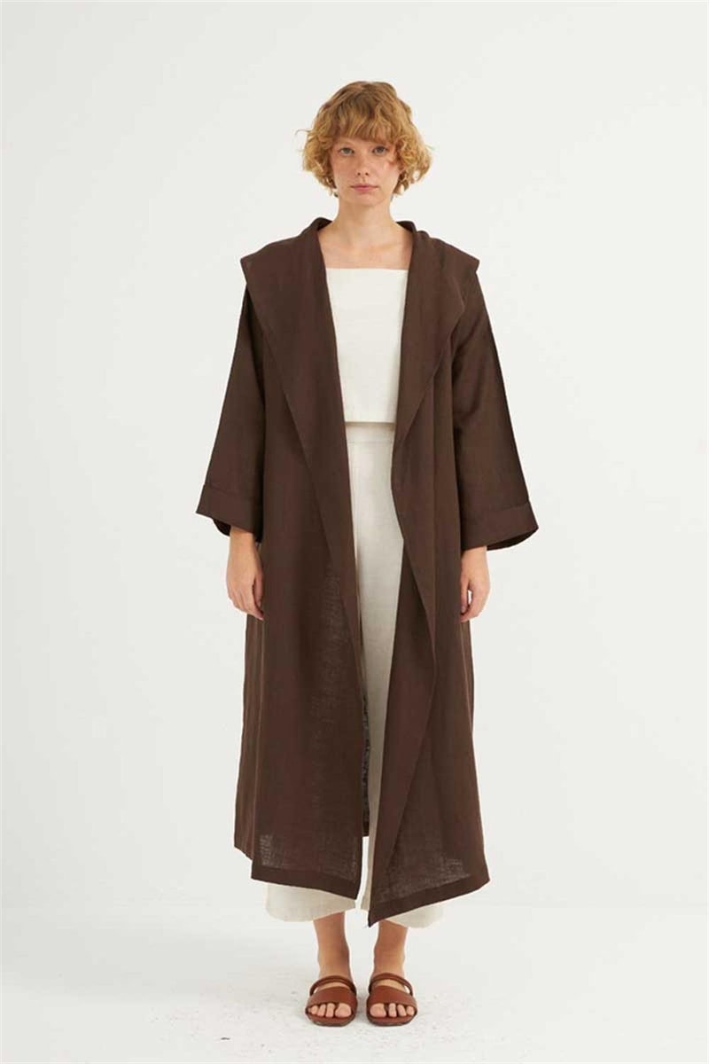 Dökümlü Ham Keten Kaftan