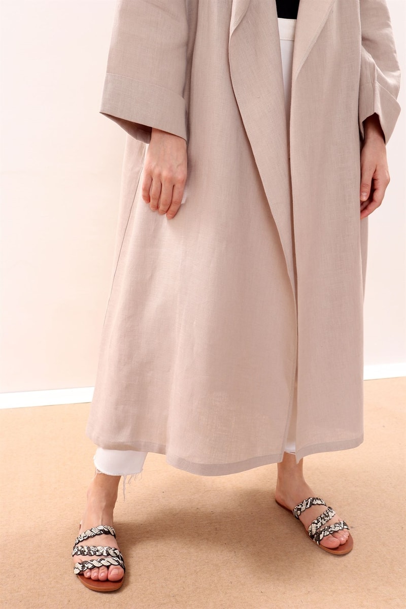 Dökümlü Ham Keten Kaftan